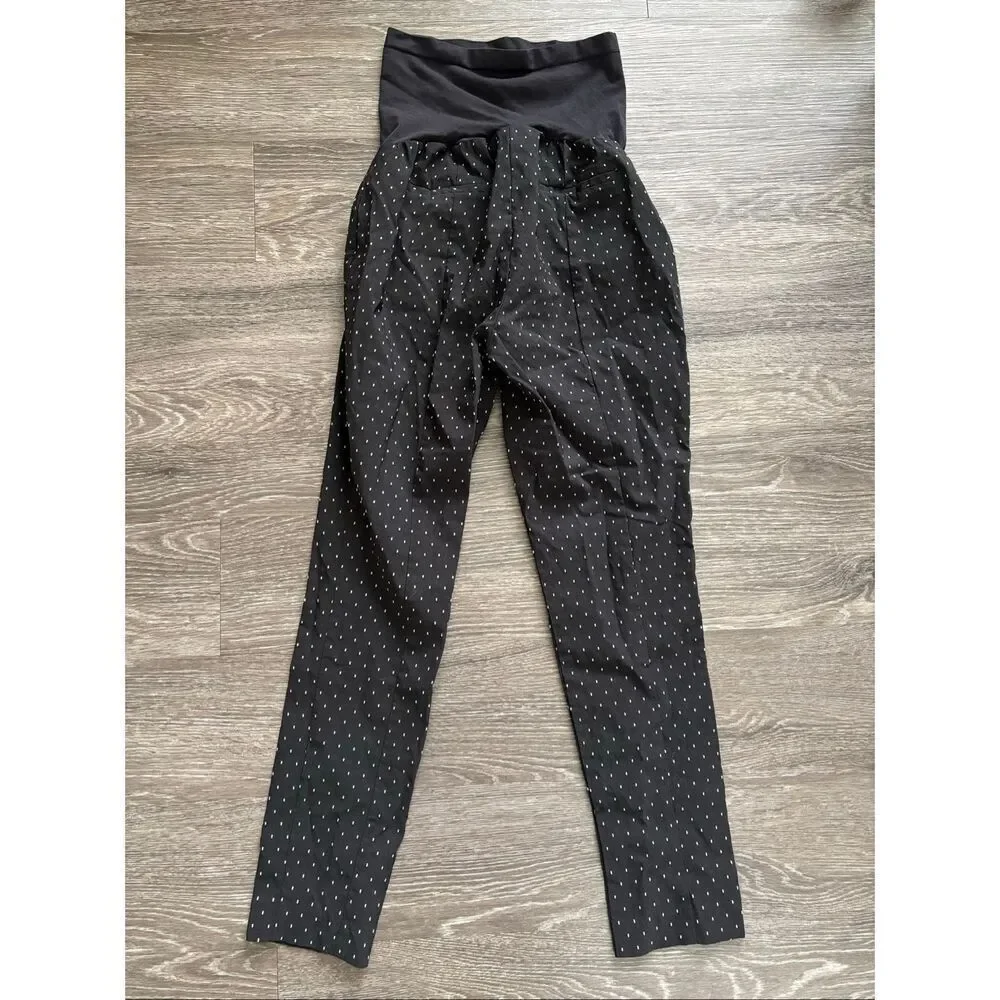 🐿️ Motherhood Maternity Black & White Polka Dot Skinny Pull On Pants Size Large - Picture 2 of 4
